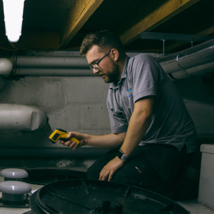 Staff member using technical equipment